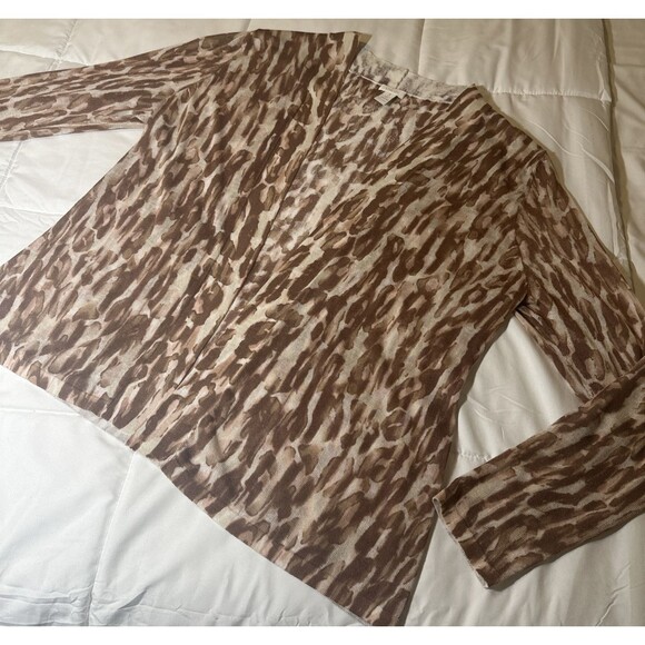 2pc Lot Chico’s Lightweight Cardigan Sweaters Size 3 Open Front Brown - Picture 4 of 16